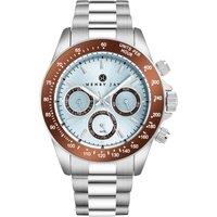 Henry Jay Men's Quartz Stainless Steel Multifunction Watch with GMT-Day-Date & Tachymeter Display in Silver