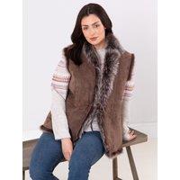Lakeland Leather Women's Toscana Shearling Reversible Gilet in Taupe | Size: Medium