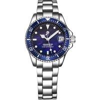 Quartz Analog Watch Light Blue Mother of Pearl Dial on Stainless Steel Band