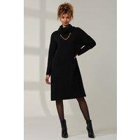 Jolie Moi Women's Knitted Turtleneck Longline Jumper in Black | Size: S/M