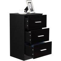 Gymax Nightstand Chest of Drawers With 3-Drawer Bedroom Organizer Black