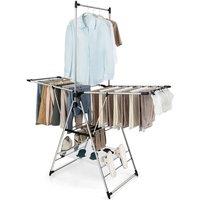 Gymax Clothes Drying Rack Folding Laundry Hanger 6-Level Adjustable Height in Silver