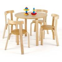 Costway 5 Piece Table & Chair Set Wooden Activity Table 4 Curved Chairs in Natural