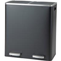 Costway 2x30L Recycling Pedal Bin Double Kitchen Waste Bin with Plastic Inner Buckets in Black