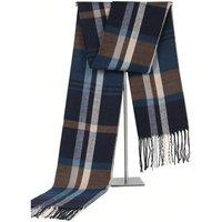Charles William Men's Soft Plaid Scarf with Striped Criss Cross Pattern