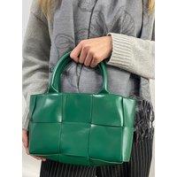 SVNX Women's Woven Faux Leather Grab Bag in Green