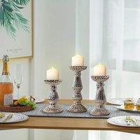 Marco Paul 3pc Staggered Candle Holder Set in Silver