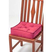 Homescapes Cotton Dining Chair Booster Cushion in Red | Size: 40 cm x 40 cm