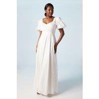 Coast Women's Puff Sleeve Wrap Bodice Fit & Flare Wedding Dress in Ivory | Size: 8