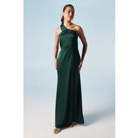 Coast Women's Asymmetric Neckline Satin Bridesmaid Maxi Dress in Emerald | Size: 14