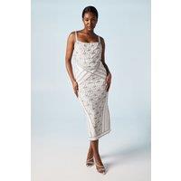 Embellished Scallop Cowl Back Wedding Dress