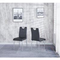 Modernique Set of 4 Dining Chairs in Faux Leather Chrome Frame Solid Build in Black