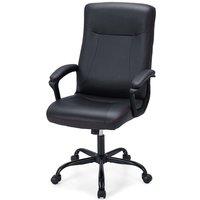 Costway Upholstered Executive Office Chair Ergonomic Computer Desk Chair Swivel Task Chair in Black