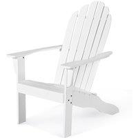 Costway Adirondack Chair Acacia Wood Adirondack Lounger Chair with Slatted Seating in White