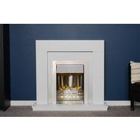 Adam Fires & Fireplaces Malmo Fireplace in White with Helios Electric Fire in Brushed Steel, 39 Inch in Grey