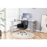 KOSY KOALA Grey Office Desk with Black Velvet Upholstered Chair Wooden Room Furniture