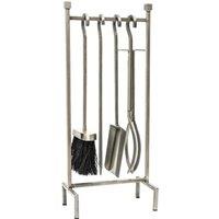 Ivyline Iron Hanging Rack Fireside Companion Set Pewter H51Cm W22cm in Silver