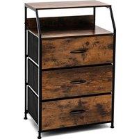 Costway 3 Drawer Dresser with with Top Shelf Foldable Drawer Chest Cabinet in Brown
