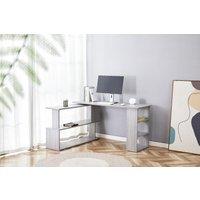 KOSY KOALA Grey Office Desk L-Shaped with Storage Shelves - Wooden Room Furniture for Home, Study, & Office