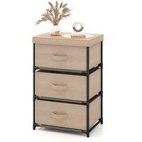 Costway 3 Chests of Drawers 3Tier Nightstand Organizer Fabric Dresser w/ Metal Frame in Brown