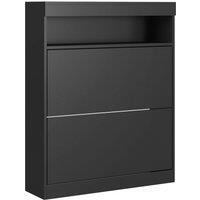 HOMCOM Narrow Shoe Cabinet, Wall Mounted or Freestanding Shoe Storage Cabinet with 2 Flip Drawers & Open Shelf for 12-16 Pairs of Shoes for Entryway