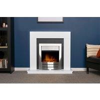 Adam Fires & Fireplaces Malmo Fireplace in White & Black/White with Colorado Electric Fire in Brushed Steel, 39 Inch in Grey