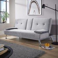 Home Source Double Sofa Bed Folding Chair Armrests Crushed Velvet Metal Legs Couch in Light Grey