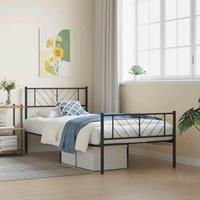 Berkfield Home Metal Bed Frame with Headboard & Footboard Black 107x203 cm