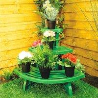 mysmartbuy 3-tier Garden Plant Pot Etagere - Indoor & Outdoor Corner Display Stand - Measures H50cm x W61cm x D38cm in Green