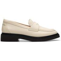 Clarks Women's Splend Edge Cream Leather Loafers in White | Size: 4-Standard Fit