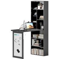 HOMCOM Convertible Desk with Whiteboard Multi-function Workstation in Black