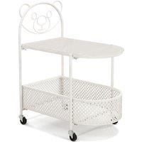 Costway Mobile Glass Coffee Table 2-Tier Modern Cocktail Table-White in White