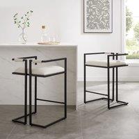 Modish Furnishing Cassie Set Of 2 Modern Ivory Fabric & Black Frame Bar Stool