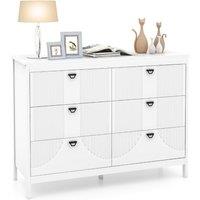 Costway 6-Drawer Dresser Bedroom Modern Style Chest of Drawers-White in White
