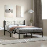 Metal Bed Frame with Headboard Black 140x200 cm