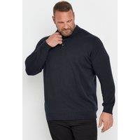BadRhino Men's Knitted Long Sleeve Polo Shirt in Dark Navy | Size: 5-6XL