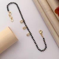 The Colourful Aura Women's Elegant Black Beaded Nazar mangalsutra Dangle Zircon Bracelet | Size: 8