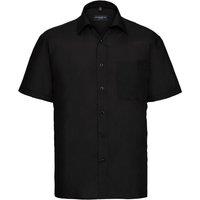 Russell Collection Men's Poplin Easy-Care Short-Sleeved Shirt in Black | Size: 18 inches