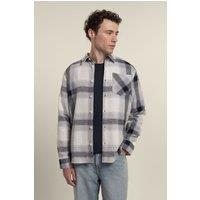 Larsson & Co Men's Check Textured Overshirt in Cream | Size: Medium