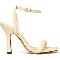 XY London Women's 'Ryna' Quilted Insole Barely There Strappy Stiletto Square Toe High Heels in Nude | Size: 6