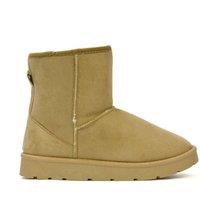 XY London Women's 'Junie' Classic Flat Ankle Boots with Faux Fur Insole in Light Tan | Size: 3