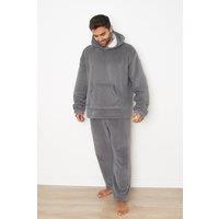 OHS Women's Soft Coral Sherpa Fleece Pyjamas in Charcoal | Size: Medium