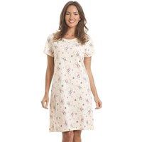 Camille Women's Polar Bear Print Cotton Summer Nightshirt in Ivory | Size: 10-12