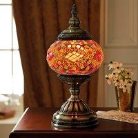 mysmartbuy Marrakech Table Lamp - Mains Powered Handcrafted Moroccan Style Indoor Home Lantern Light with Mosaic Glass - H27 x 13.5cm Dia
