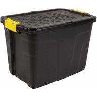 Samuel Alexander 60L Heavy Duty Lockable & Stackable Storage Tub Chest with Clips in Black