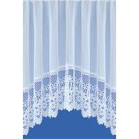Tyrone Textiles Traditional Base Design Net Lace Curtain Jardiniere with Elevated Base in White | Size: 381 cm width x 91 cm drop