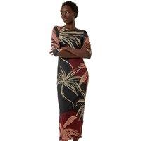 Roman Women's Palm Print Mesh Maxi Stretch Dress in Black | Size: 12