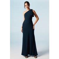 Coast Women's Bow One Shoulder Puddle Bridesmaid Maxi Dress in Navy | Size: 16