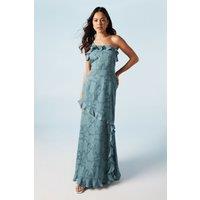 Oasis Women's Rose Georgette One Shoulder Maxi Bridesmaid Dress in Dusty Blue | Size: 10