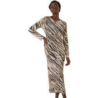 Zebra Print Mesh Maxi Stretch Dress